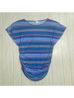 Profile by Gottex Blue Lagoon Semi Sheer Pullover Swim Coverup Size Medium